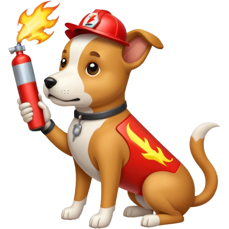 dog with electric lightning waves, fire extinguisher emoji
