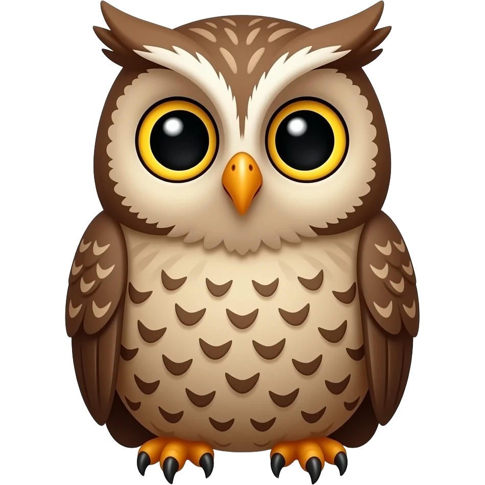 a cute, detailed brown owl emoji