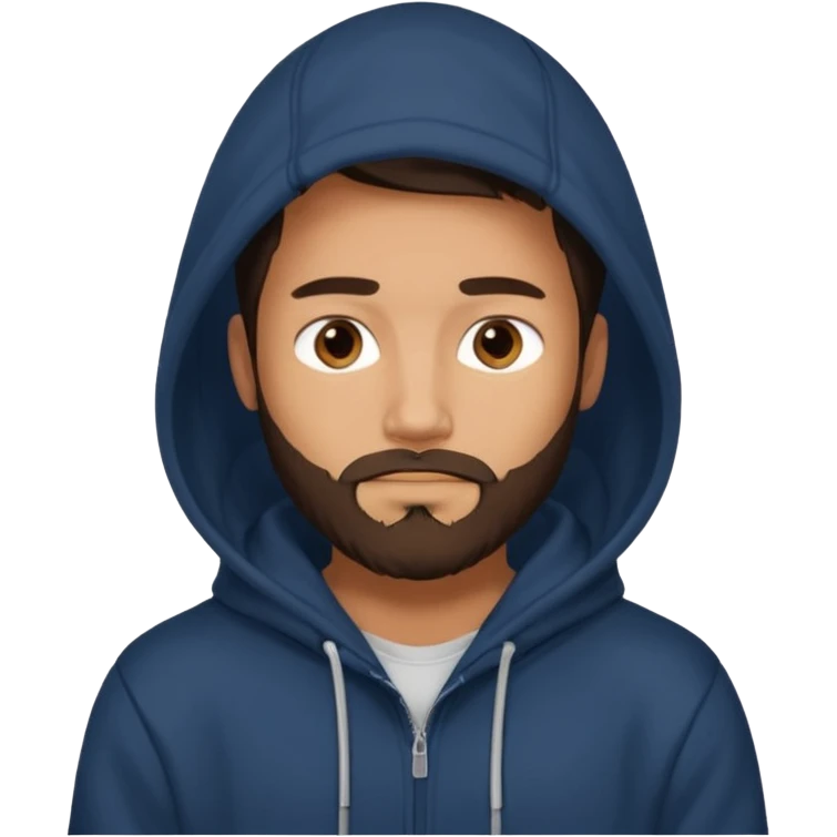 a guy wears a hoodie, his face is a mysterious, he looks pretty and handsome, but very distant 
he has a beard  emoji