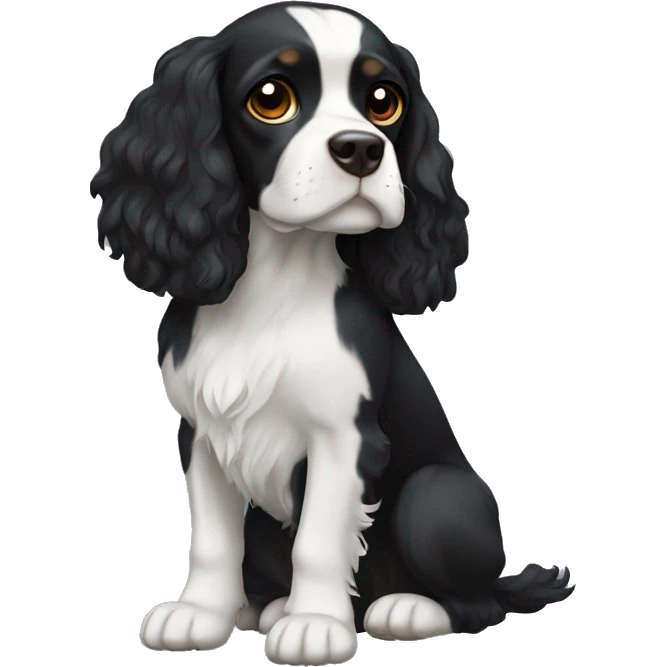 Small completely black king spaniel with white on chest emoji