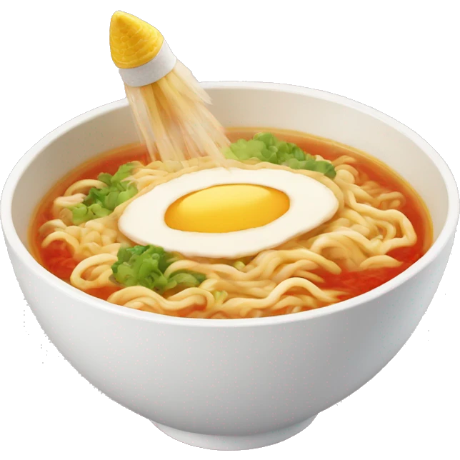toy rocket in ramen bowl emoji