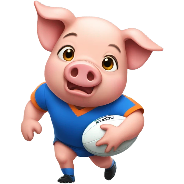 Pig  playing rugby dress in orange and blue emoji