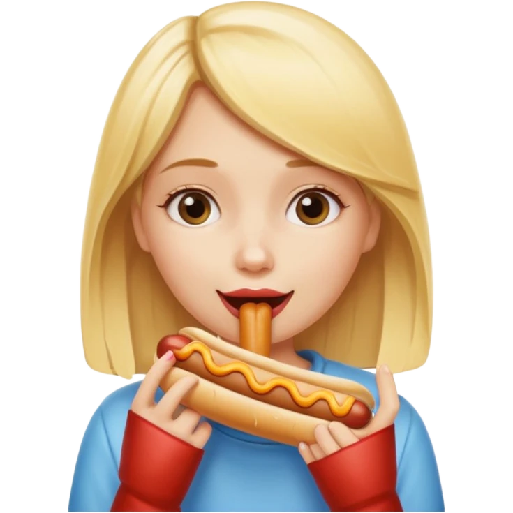 blonde girl eating a hotdog  emoji