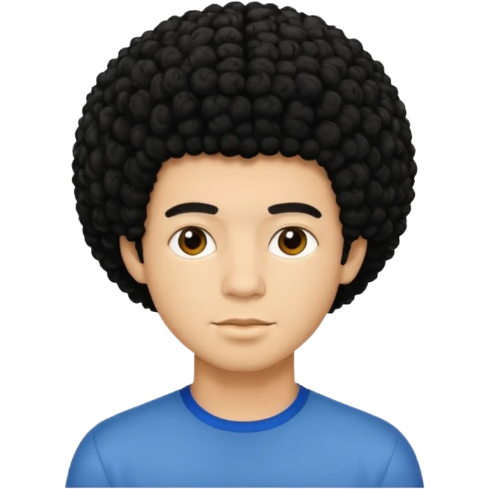 Light skinned young man with short curly black afro emoji