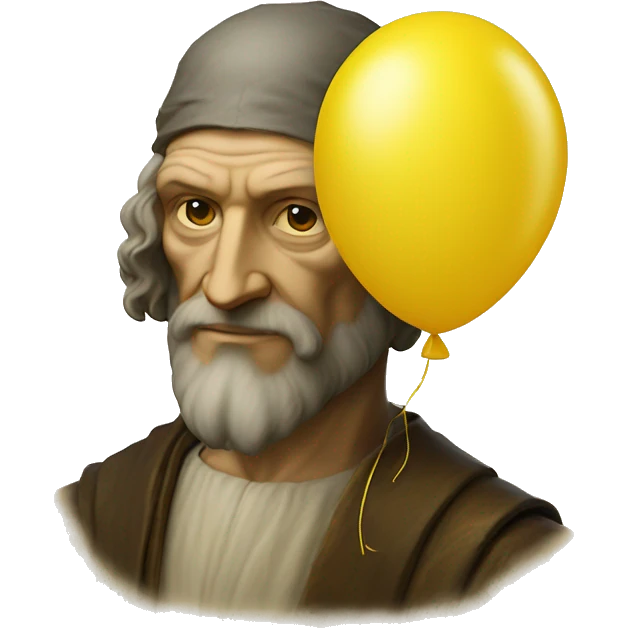 leonardo da Vinci holds a yellow balloon in his hand emoji