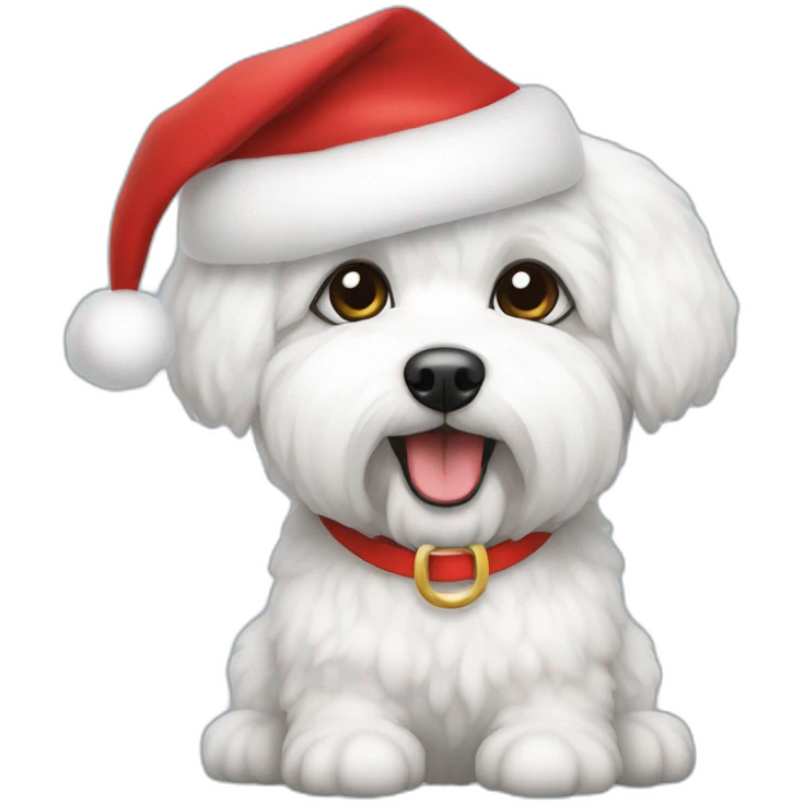 bichon dog-sitting-christmas hat emoji