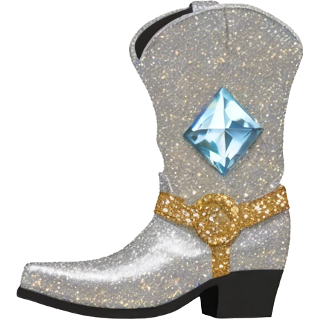 Diamond bedazzled glitter cowboy boots emoji