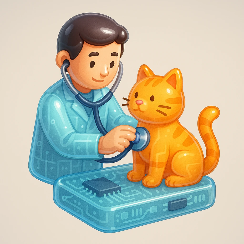 veterinarian examining a cat emoji
