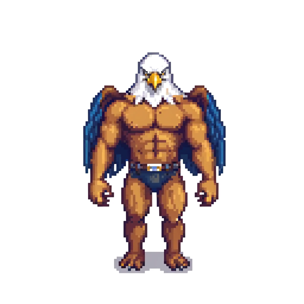 A big muscular eagle with big human hands and arms emoji