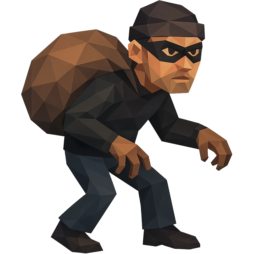 low-poly polygonal style thief character emoji
