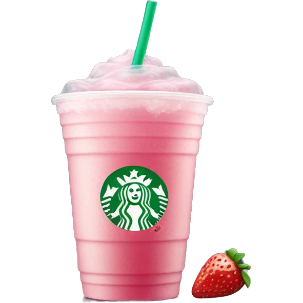 pink starbucks drink with strawberries and ice emoji