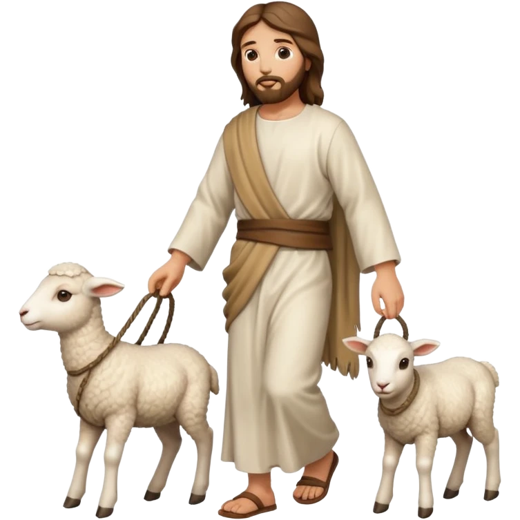 Jesus walking  a lamb￼ emoji