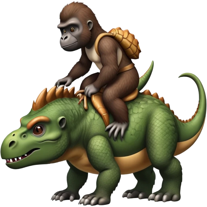 Gorilla riding a dino  emoji