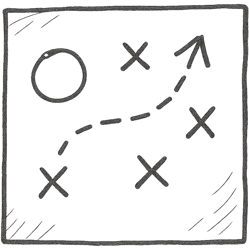 A tactical map, hand drawn style emoji
