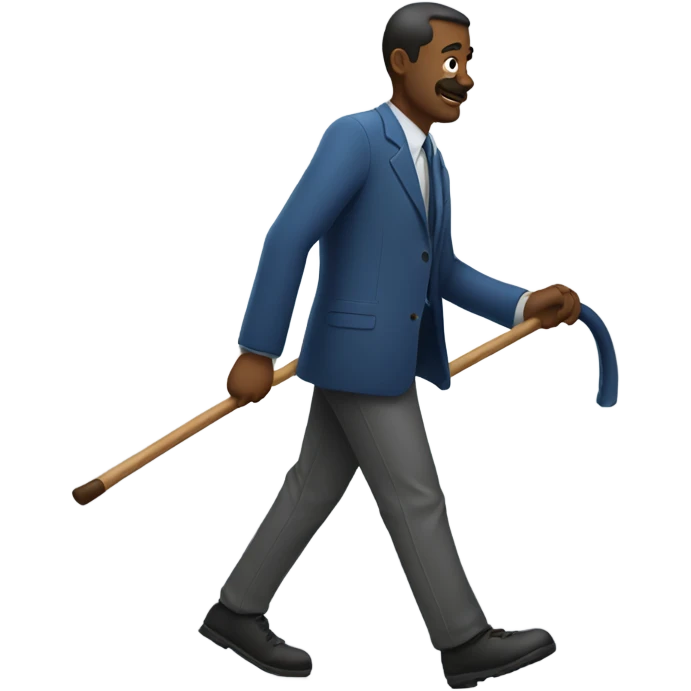 A man with a broken leg walks with a cane emoji
