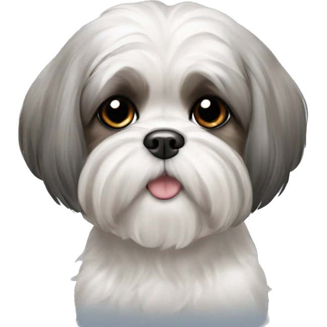 Shih tzu with gray ears long legged  emoji
