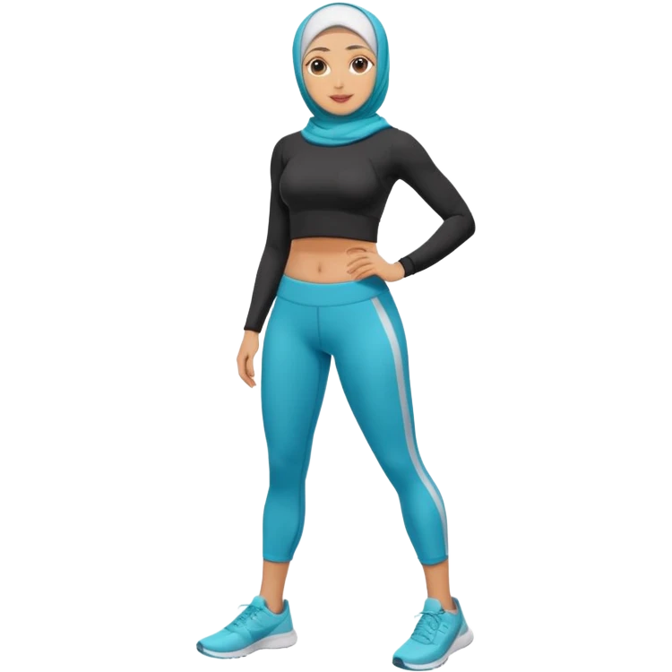 High resolution full body of a girl wearing a hijab and is a fitness trainer emoji