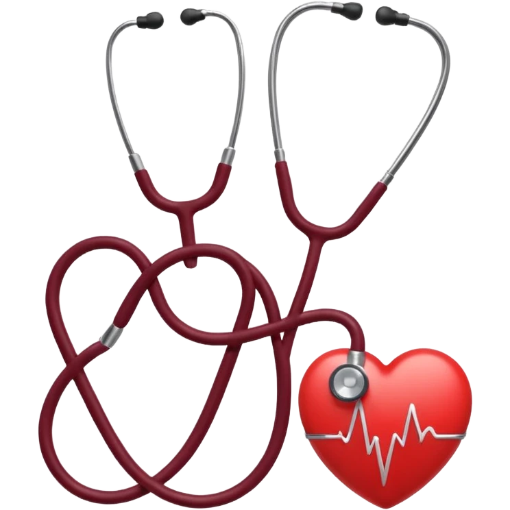 Stethoscope heart with heartbeat Burgundy emoji