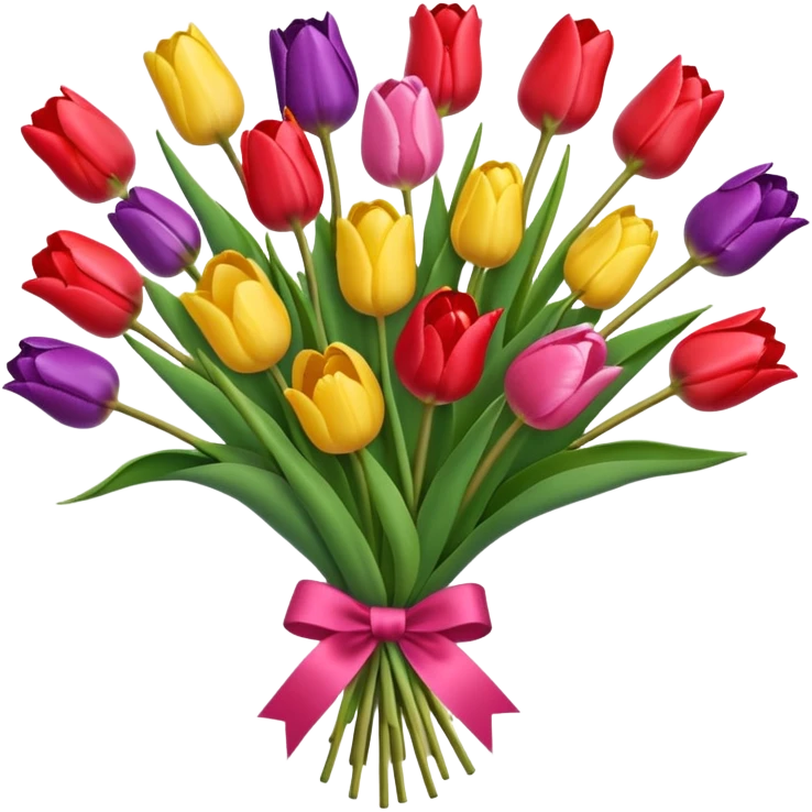 bouquet of tulip with bow and wrapping paper emoji