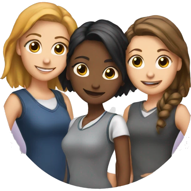Three girl friends students  emoji