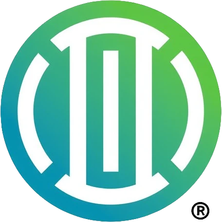 Minimalist circular logo with a barcode transitioning into a globe, representing ethical consumerism and sustainable supply chain. Green and blue gradient colors, modern and professional design. emoji