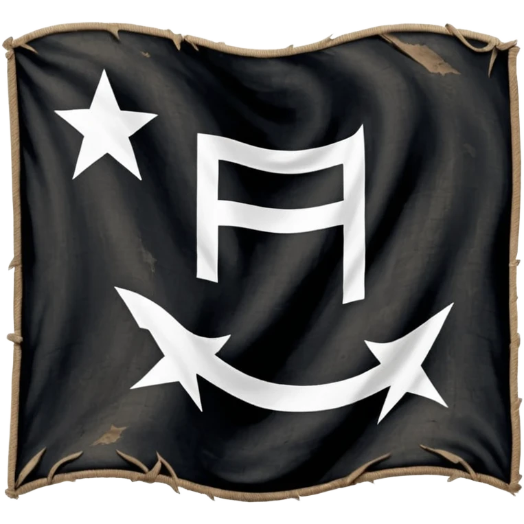 Black flag with a white E in the middle with 13 stars surrounding it emoji