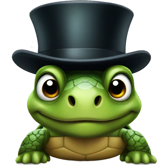 Turtle wearing top hat emoji