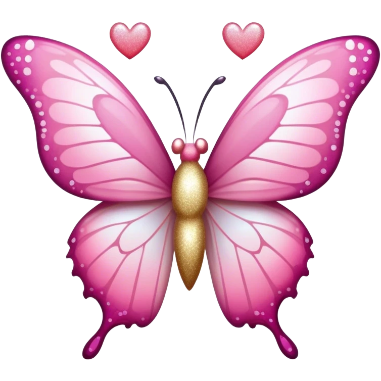 light Pink ombre butterfly with heart shaped wings and glitter  emoji