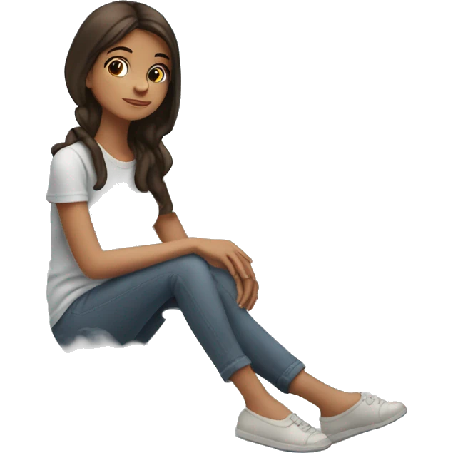 brunette girl sitting on the clouds ￼ emoji