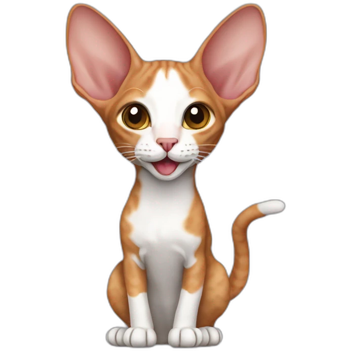 ginger colored cornish rex cat waving emoji
