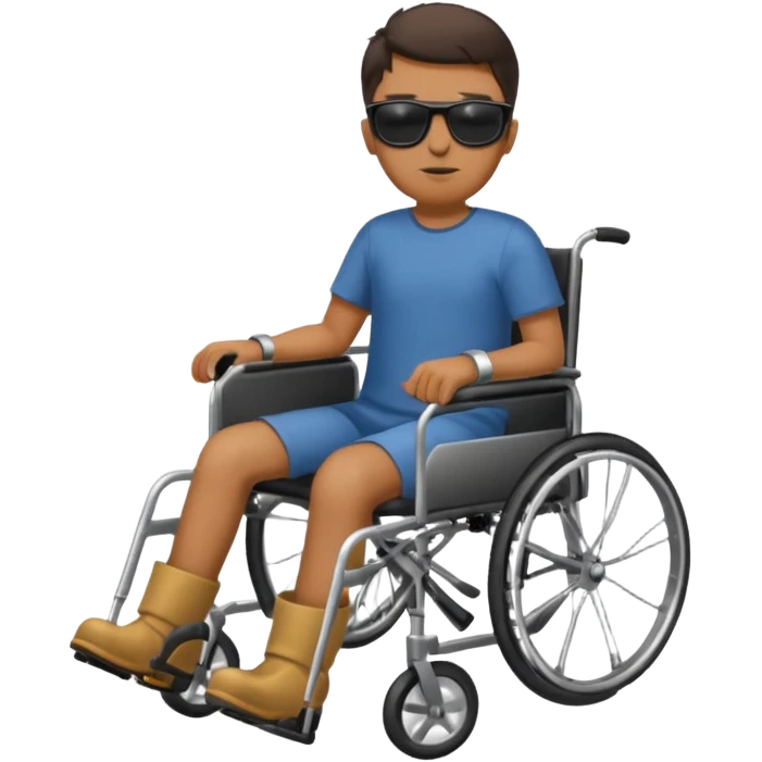 Blind dude in wheelchair with sunglasses and a leg boot on emoji