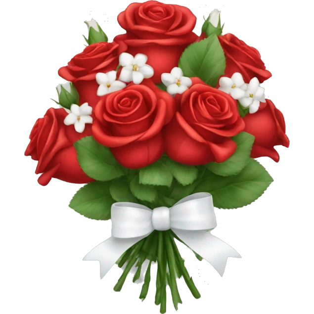 red roses bouquet with white bow emoji