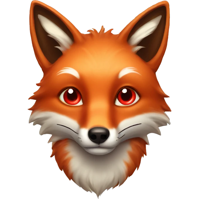 deep lush red fox face with tiny red heart instead of eyes emoji