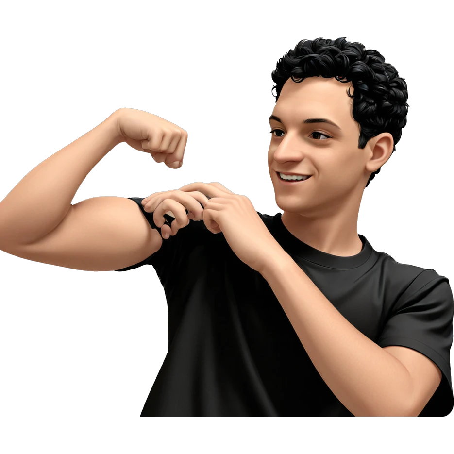 smiling boy in black shirt emoji