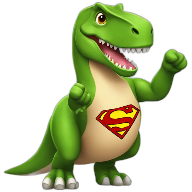 t-Rex with superman symbol with thumb up emoji