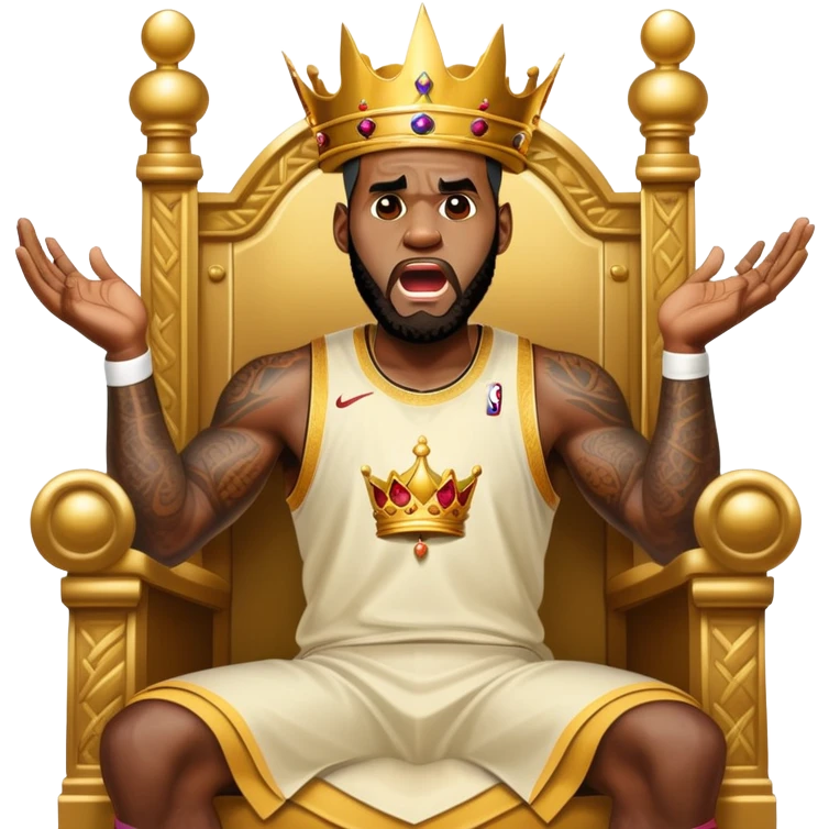 LeBron James on a throne yelling to his royal city emoji