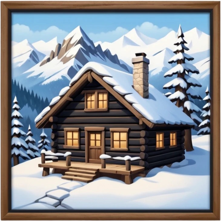 Snowy cabin mountain woods emoji
