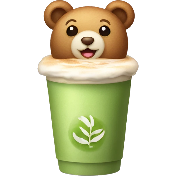 teddy bear with matcha latte  emoji