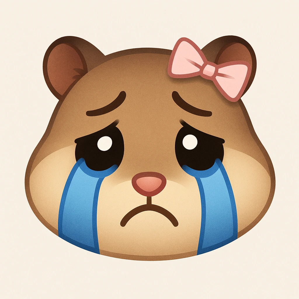 sad hamster with a bow, emoji style emoji