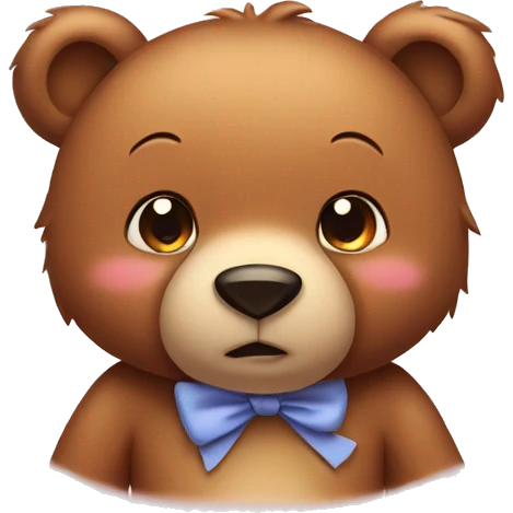 Bear shy with bow on one ear and blushing emoji