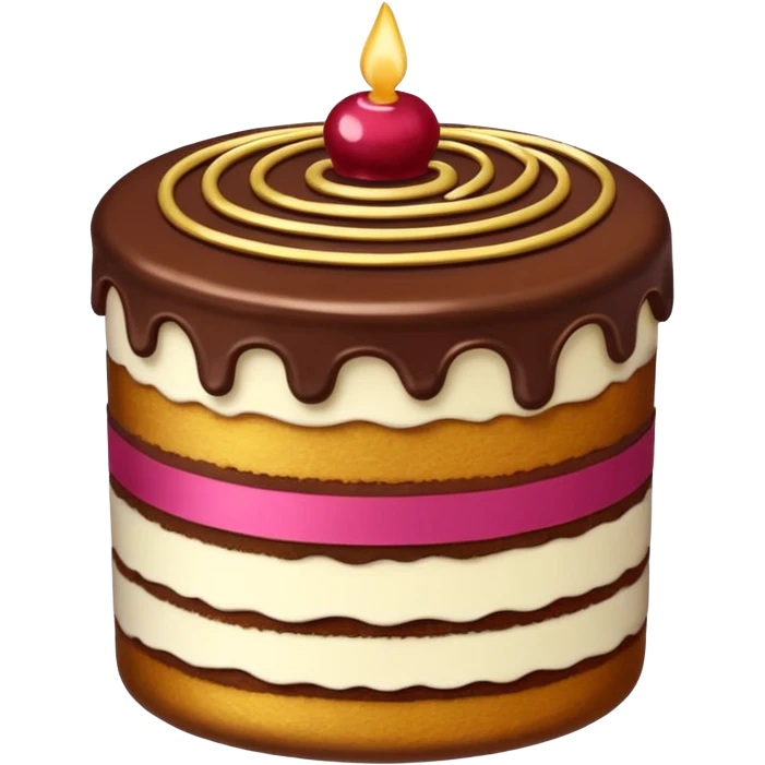 A layered small jar of cake that is gold outline black background  emoji