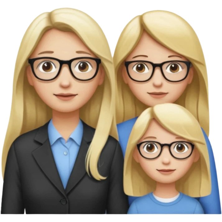 je voudrai un emoji d'une fille aux cheveux longs et blonds avec des lunettes avec son papa chatain et sa maman blonde emoji