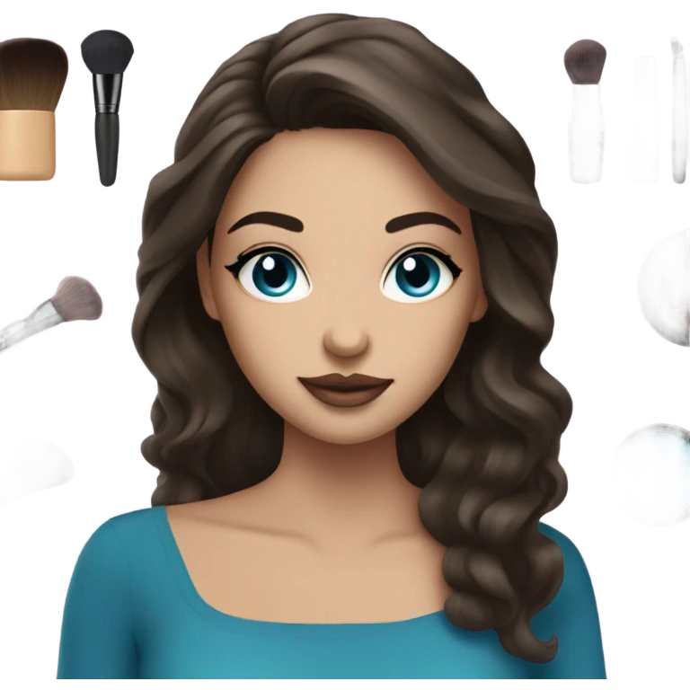 Brunett white girl with blue eyes and makeup kit emoji