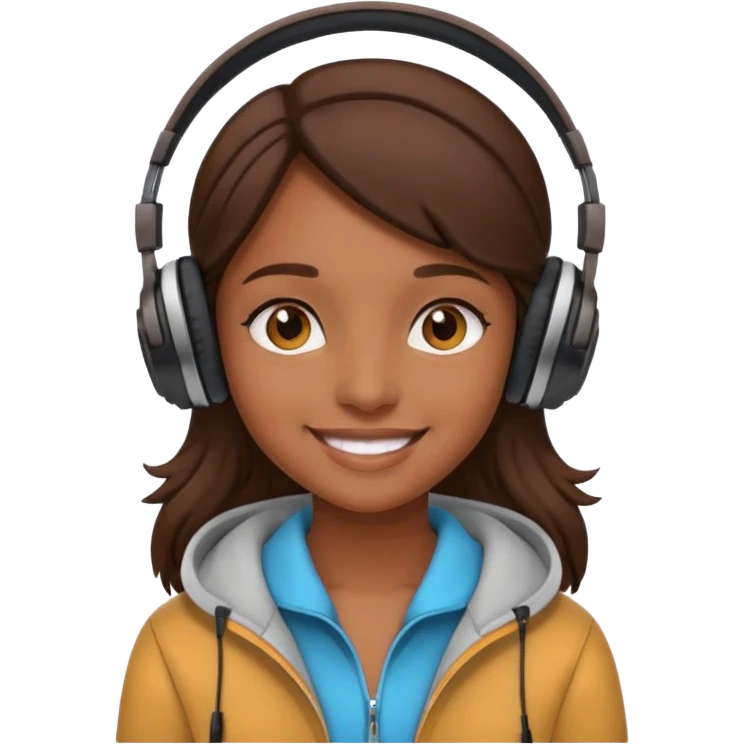 Muchacha morena con audífonos emoji