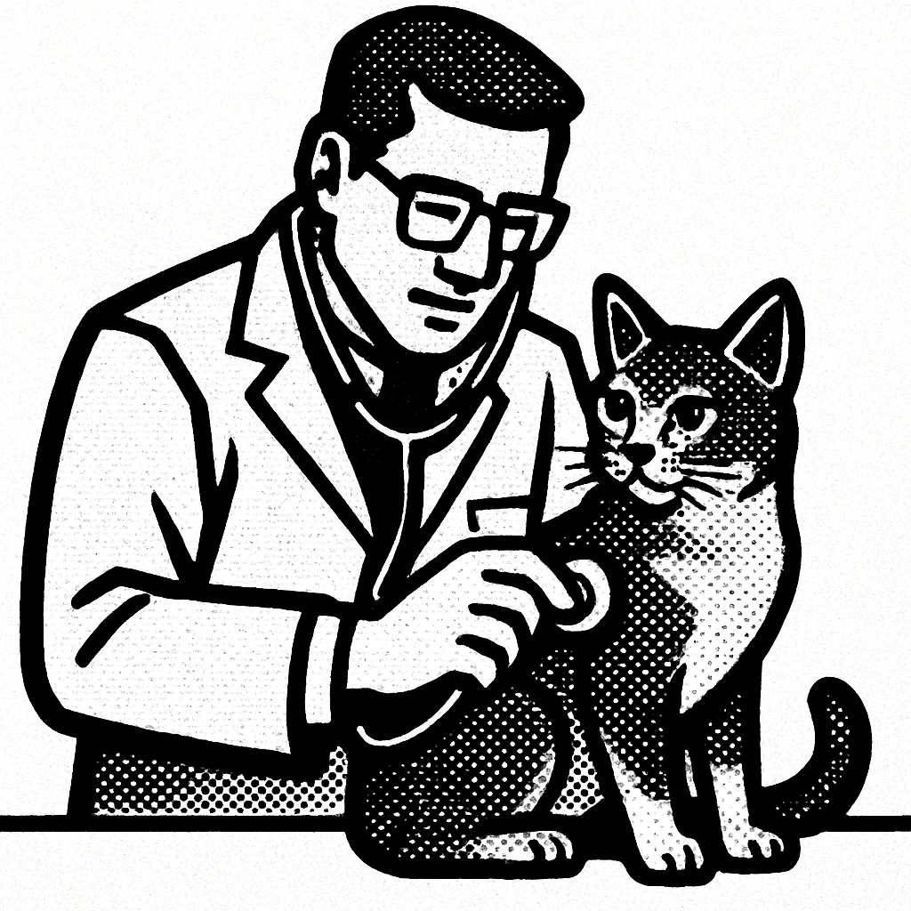veterinarian examining a cat emoji