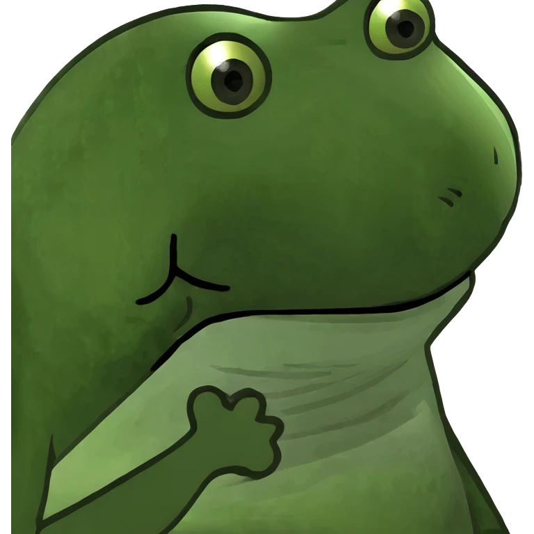 green bufo frog with dark spots representing hyperpigmentation, humorous emoji