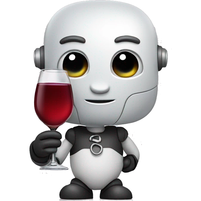 cute chatbot holding a glass of wine emoji