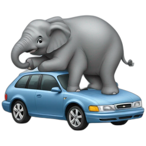 An elephant pooing on a car emoji