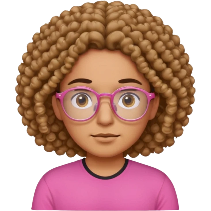 mexican curly hair pink shirt thats starking them and glasses emoji