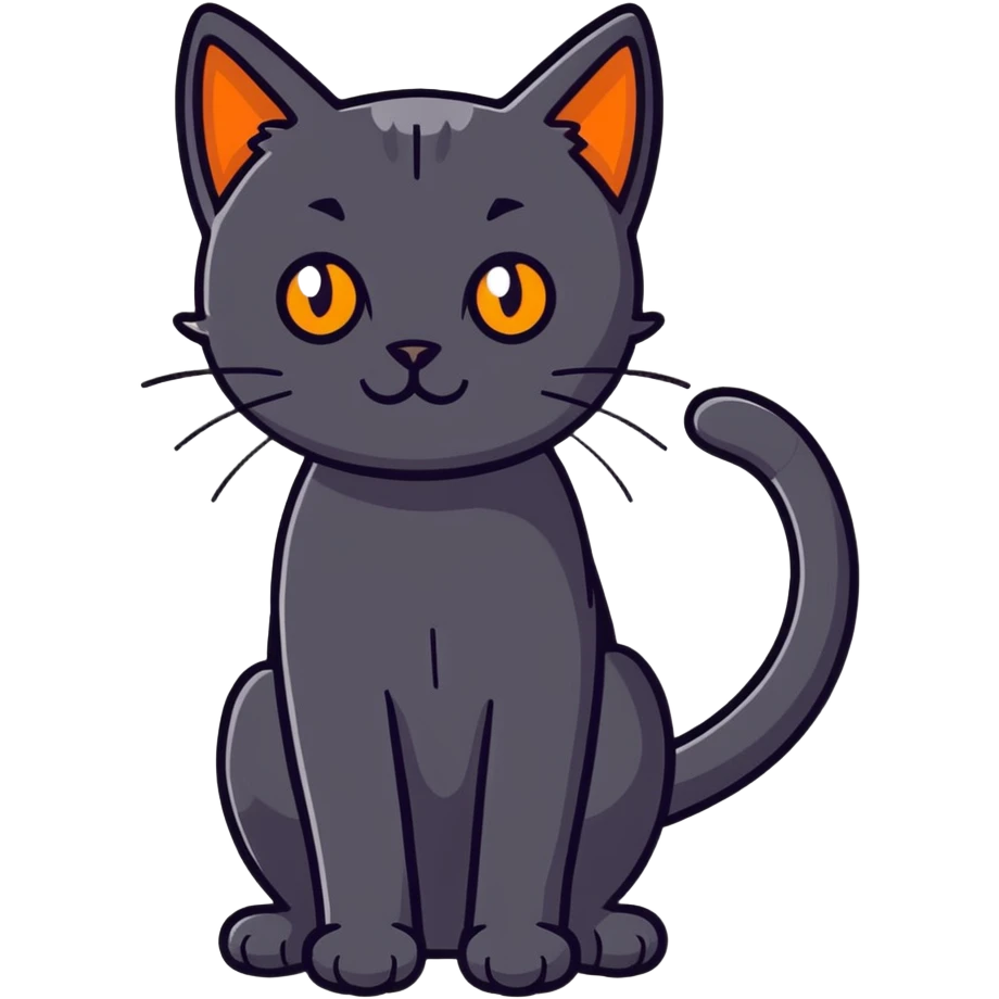 A black cat with orange eyes emoji